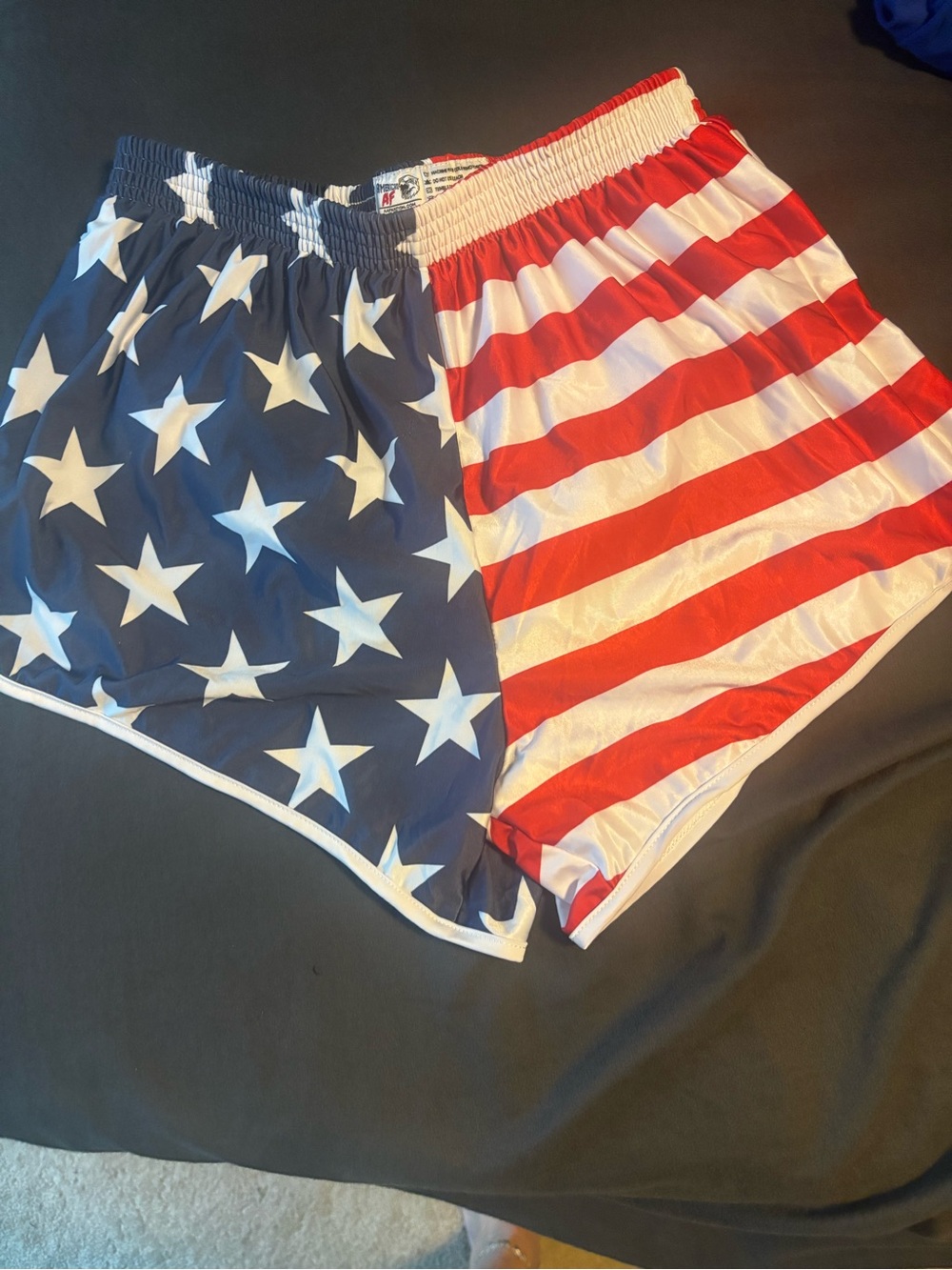Women’s American Flag Print Athletic Shorts - Red & Blue